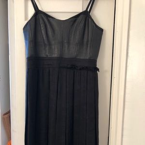 Rag & bone black leather pleated midi dress sz 0